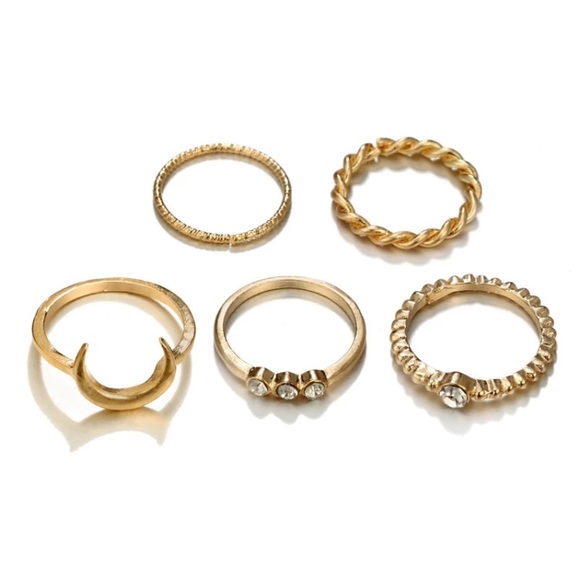 5 piece Moon Ring Set - Picture 2 of 3